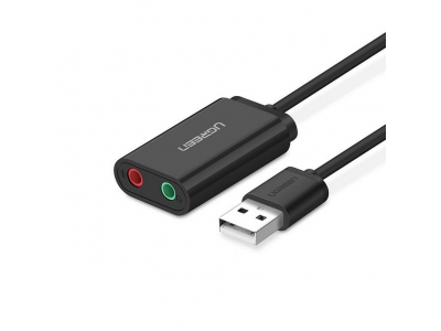 USB Sound Card UGREEN 30724 3.5mm Headphone và Microphone Jack (black)